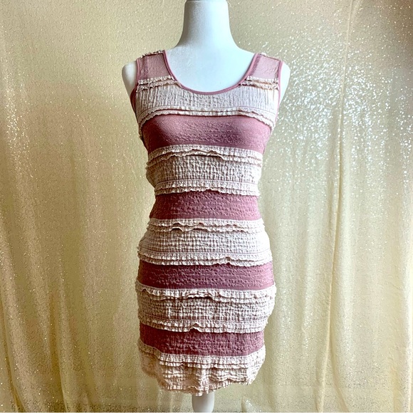Monoreno Sleeveless Crochet/Lace Bodycon Pink/Blush Dress with Adjustable Slip - Picture 1 of 8